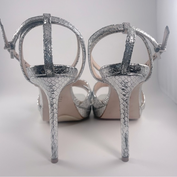 SCHUTZ Ava Rose Silver Leather Slingback Sandals 7B - Picture 5 of 11